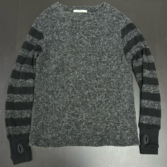 Black and gray Korean faux mohair sweater - Picture 1 of 8